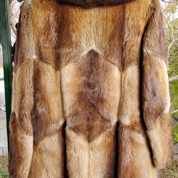 Vintage Opossum Fur Coat Womens S/M Brown Hopper Furs Knee Length - Picture 9 of 16